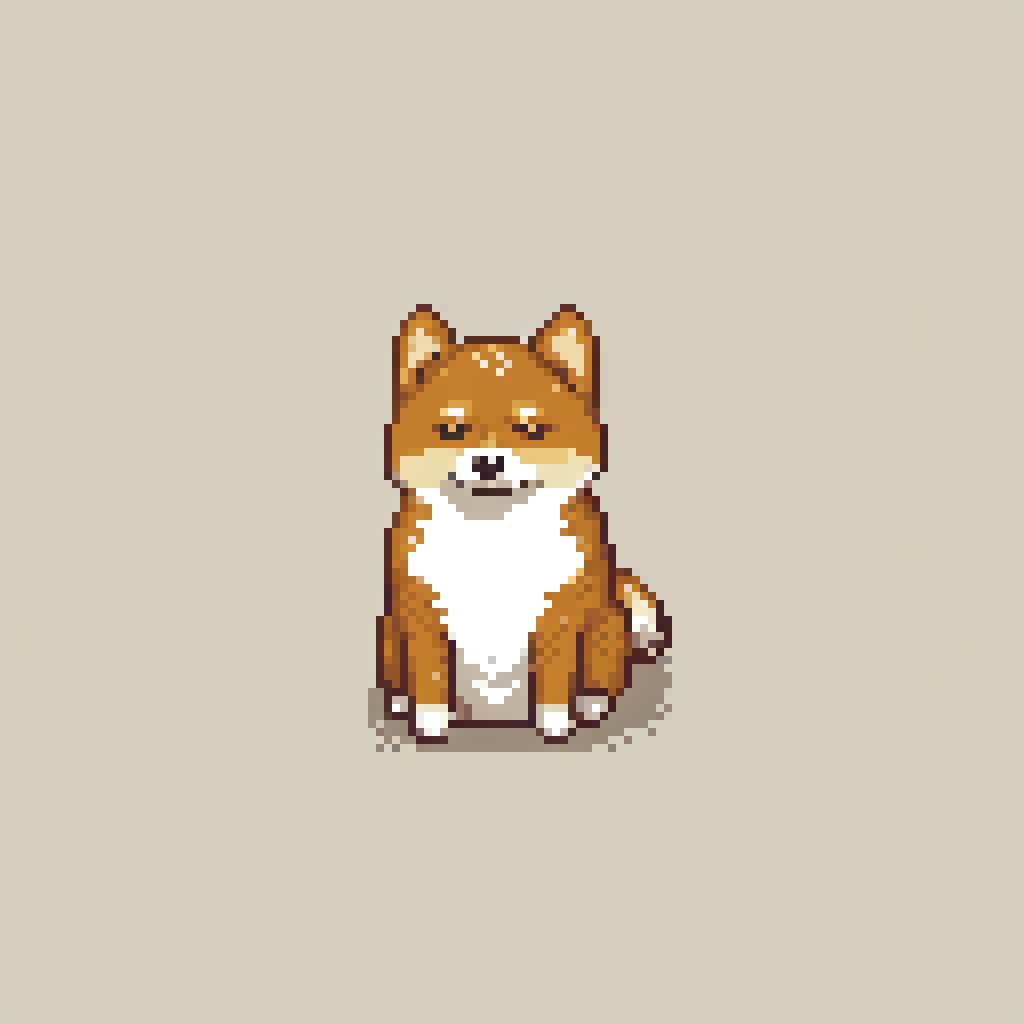 a cute shiba inu, minimalist, (pixel:0.8), flat