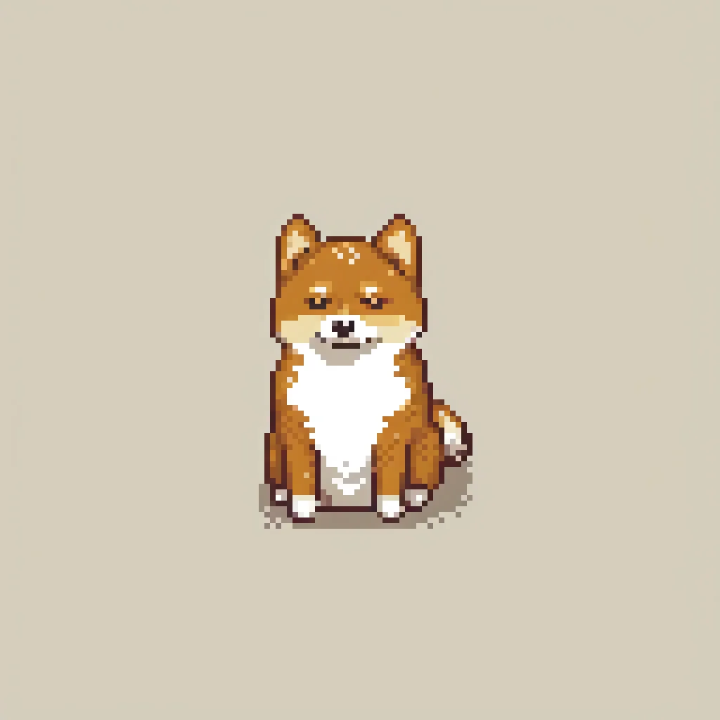 a cute shiba inu, minimalist, (pixel:0.8), flat