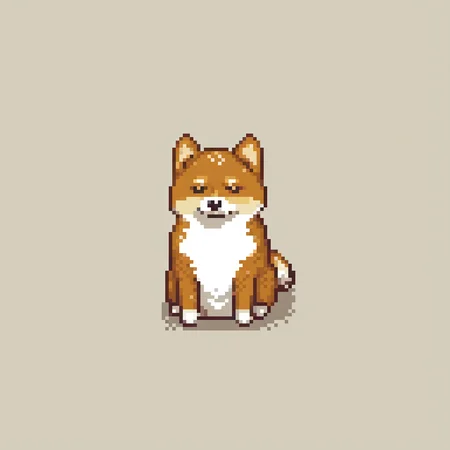 a cute shiba inu, minimalist, (pixel:0.8), flat