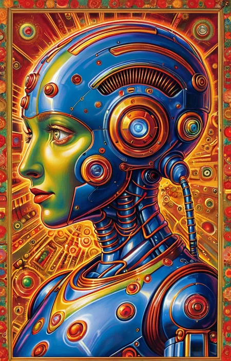 masterpiece,best quality,<lora:tbh375-sdxl:0.6>,illustration,style of Alex Grey portrait of Housework robots