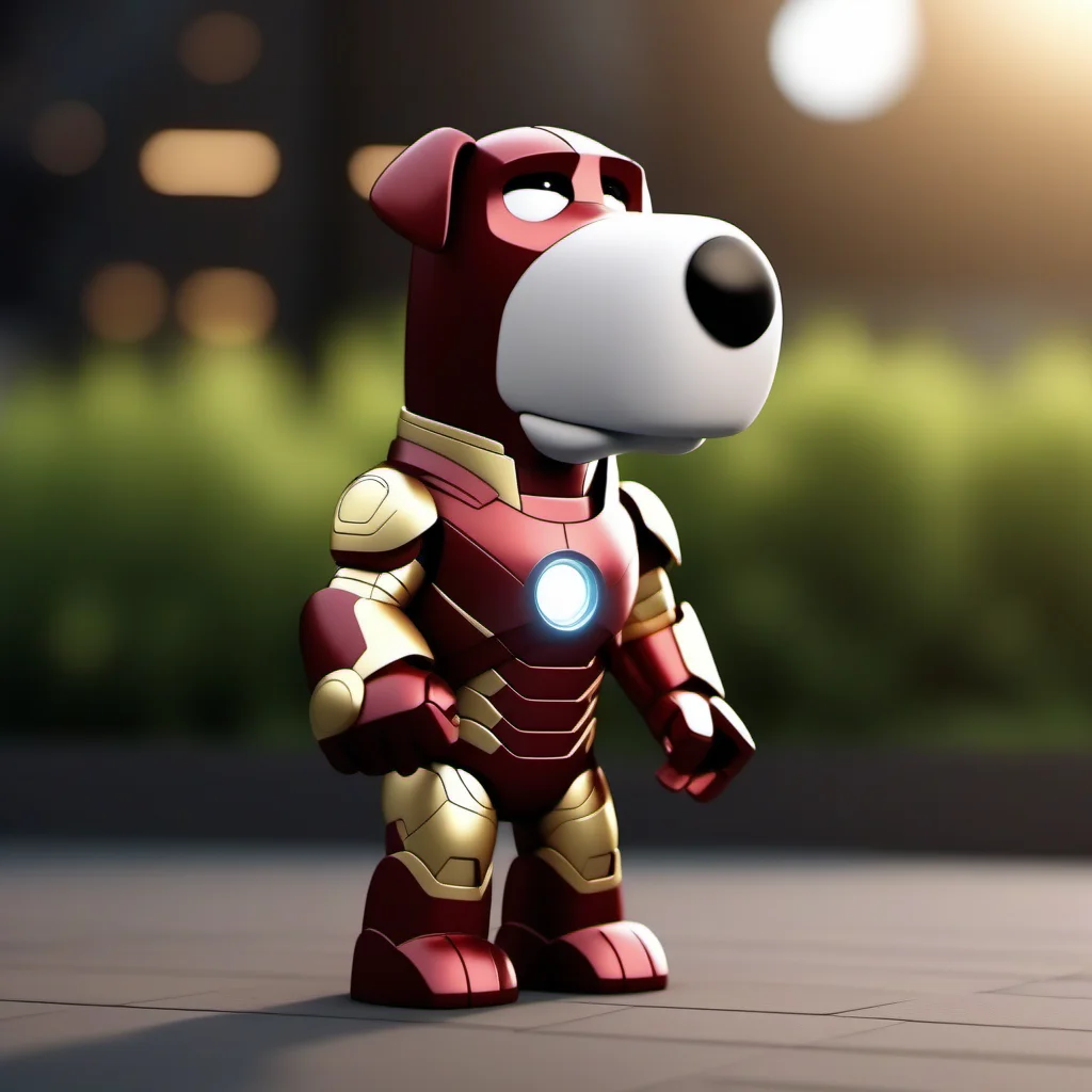 cinematic photo a cartoon dog as ironman <lora:Brian1024:0.8> . 35mm photograph, film, bokeh, professional, 4k, highly detailed