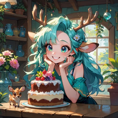 score_9, score_8_up, score_7_up, score_6_up, score_5_up,
cute,
long shot,
smile,
,
,
whimsical,
twirling,
deer,
fluffy critter,
,
,
,
child-like figure,
cake,
,
ears twitching,
flower vase,
,
puddles,
,
,
tangled roots,
sparkles,
,
faint glow,
,
shimmering dust,
dawn,
,
.
<lora:Counterfeit-V3.0 Style SDXL_LoRA_Pony Diffusion V6 XL:0.8>