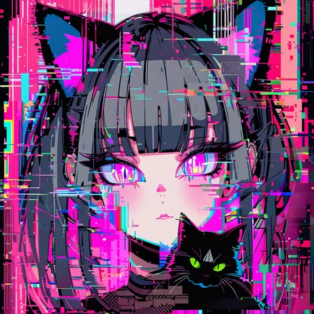 ,glitchstyle,<lora:Glitch_style-xl:0.8>,masterpiece,
cat,solo,portrait,looking at viewer.glitch,