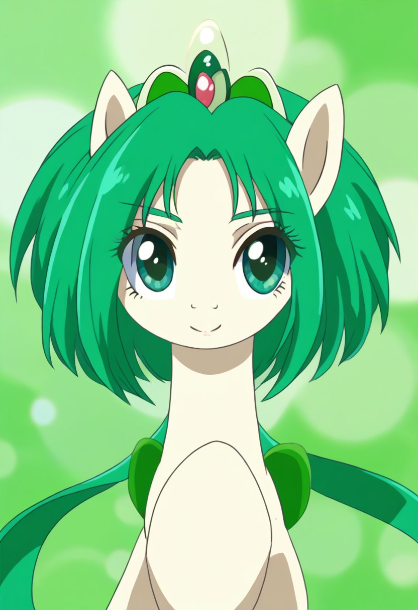 detailed background, green hair,, shiny skin,green eyes,<lora:curemint.pony:1>, curemint, solo,