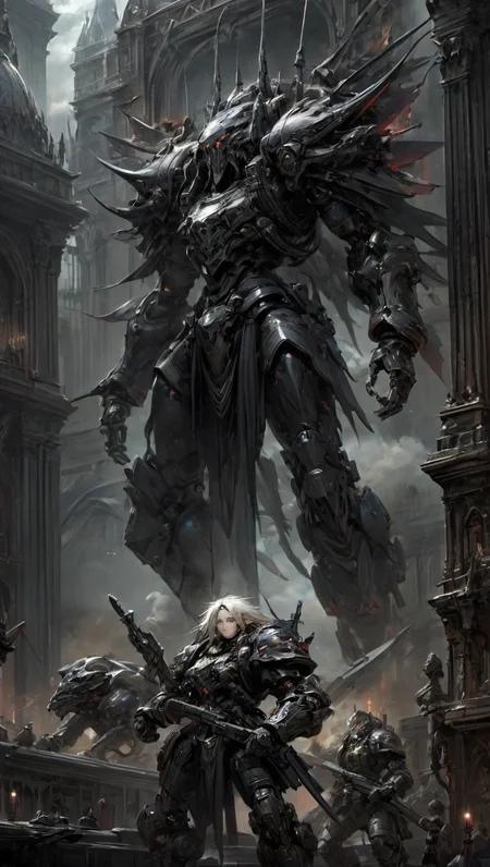 gothic style {prompt} . dark, mysterious, haunting, dramatic, ornate, detailed, (FRS:1.2), ( growling parts:1.2), full body, sci-fi battlefield, looking at viewer, hawken <lora:srdxl_v07ux:0.8>