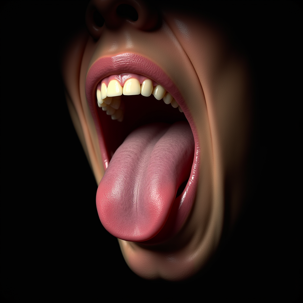 Hyperrealistic art  <lora:perfection style v1:1> sharp focus, detailed edges, 
A perfect photo of a man with his tongue out and his tongue out,simple background,food,teeth,no humans,sharp teeth,black background,close-up,1other,realistic,food focus , detailed face, detailed body, detailed hands, detailed eyes, detailed nose, detailed ears, detailed hair, detailed, perfection, detailed teeth, detailed skin texture, wrinkly, detailed fingers, detailed mouth, beauty, realism, real, detailed hair, detailed pores, detailed background, sharp image, detailed lips, different race, different color, different haircut, different skin tone, different, different people, different pose, perfection style . Extremely high-resolution details, photographic, realism pushed to extreme, fine texture, incredibly lifelike