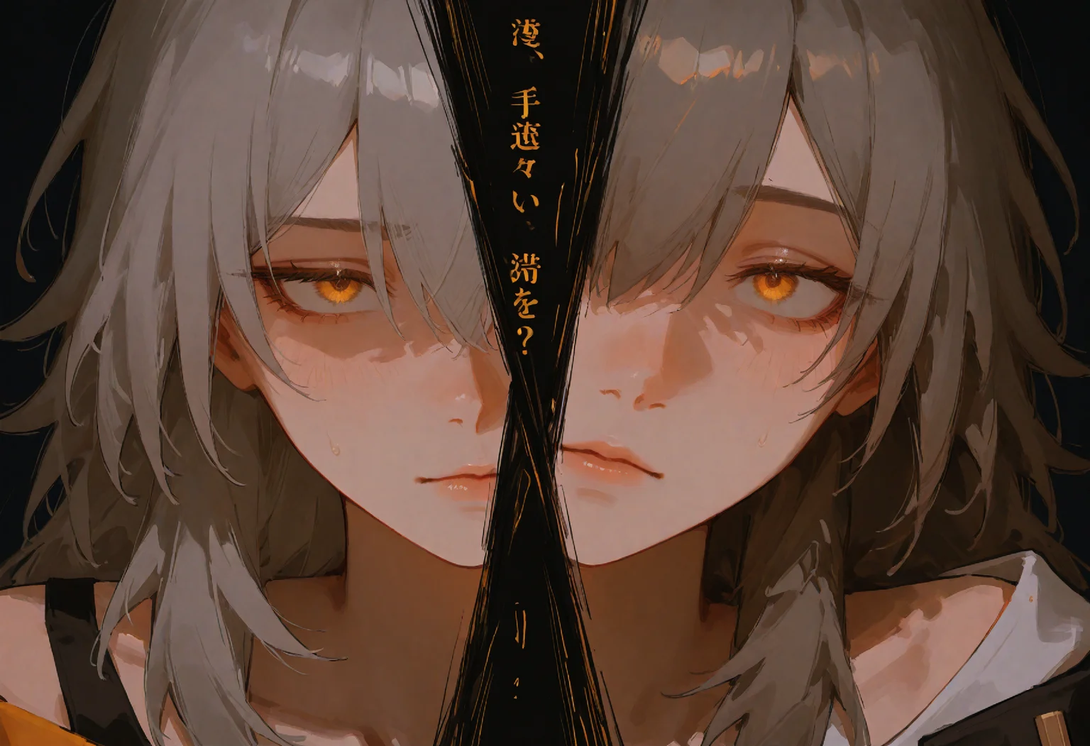 score_9, score_8_up, score_7_up, score_6_up, masterpiece, best quality, amazing quality, very aesthetic, absurdres, volumetric lighting, 1girl, 1boy, stelle \(honkai: star rail\), caelus \(honkai: star rail\), upper body, split face, close-up, portrait, half image,dual face, motion lines, comic, text, speech bubble,manga, <lora:0d28507d-6abc-443d-9c00-5f399ab8c7eb.TA_trained:0.65><lora:hand 5.5:1><lora:illustrious_noobai_epsilon_pred_1_best_quality_v1:0.7><lora:illustrious_noobai_epsilon_pred_1_masterpieces_v1:0.7> <lora:ponyv4_noob1_2_adamW-000017:0.6><lora:add-detail-xl:0.5><lora:96YOTTEA-WAI:0.6>