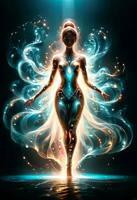 <lora:more_artful-xl:0.6> <lora:hands-xl-v3-by_vantablackdark:0.8> <lora:style-teal_dark-by_dever:0.0> <lora:style-wisps_of_light-xl-by_madcaddie:0.5>, [glowing dvr-tldr (sine wave pattern:1.2), vertical symmetry:{exceptionally beautiful female japanese ballerina:1.5), mad-wsps, perfect hands, (beautiful dvr-tldr dress:1.5), (translucent fabric made of mad-wsps:1.5), (dynamic ballet pose:1.5), face spotlight:10], ethereal, bioluminescent, iridescent, dynamic, dramatic, magical, hazy background, ultra detailed, (pink:0.8), (gold:0.8), 8k, uhd