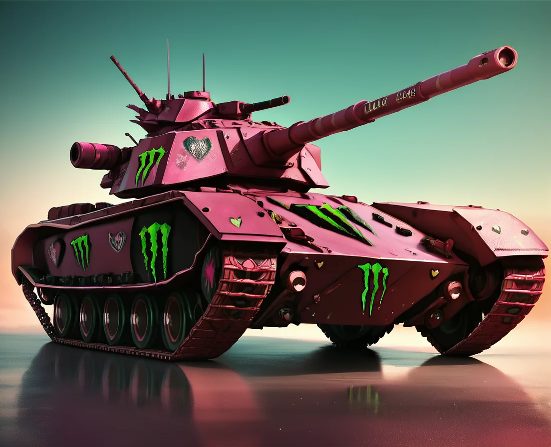score_9,score_8_up,score_7_up,score_6_up,score_5_up,
LunarValentineStyle, <lora:LunarValentineDragonStyle_pony:0.6>,
military vehicle, ground vehicle, military, motor vehicle, vehicle focus, no humans, tank, emblem, monster energy
