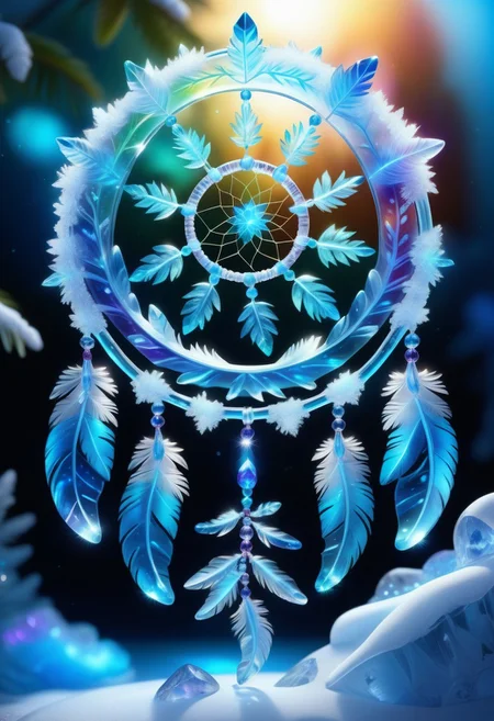 made out of Jed-Blmicry, masterpiece, full of details, Digital art, pleasant Dreamcatcher, Islandpunk, Depth of field 100mm, pretty, <lora:BioIceCrystalStyle-000006:0.7>, located artistic, winning, full color, rich deep colors, lush, detailed, great light, very inspirational