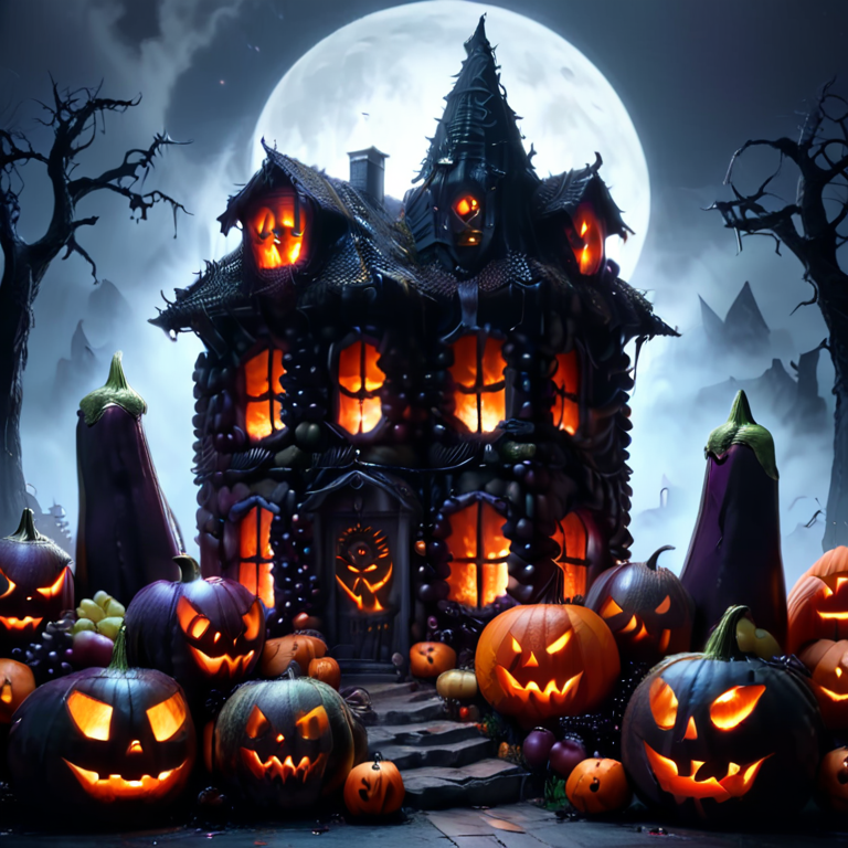 Masterpiece,absurd resolution,8k,high resolution,fruity,
night,scary.house,jack-o'-lantern,dark,scenery,horror,fruits
 ,<lora:Fruit_world_XL25:1>
