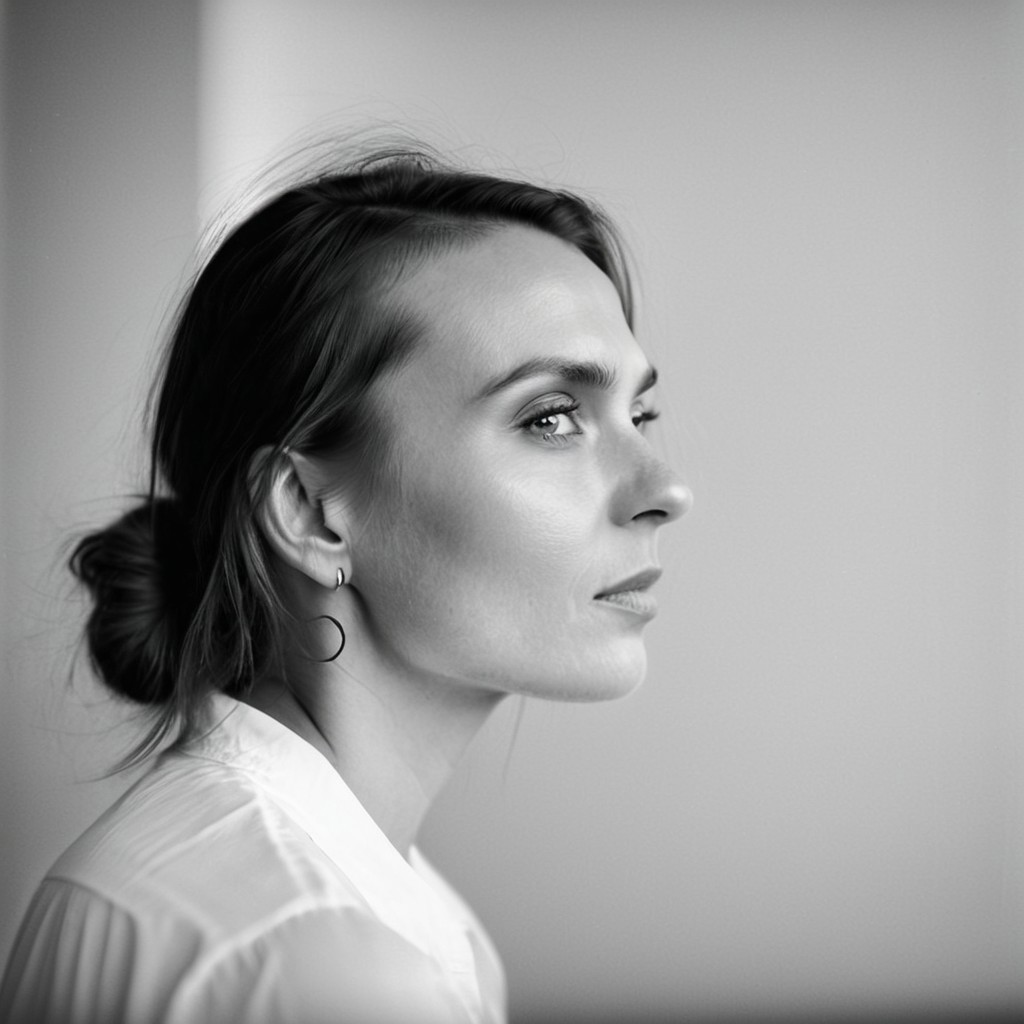 kiev80 A breathtaking, high-end black-and-white portrait of a 25-year-old woman, a vision of natural beauty and effortless elegance. Her face is the absolute focal point—her deep, expressive eyes radiate warmth and mystery, while her delicate features and flawless skin are illuminated by masterful chiaroscuro lighting. Every detail is captured with precision: the gentle curve of her lips, the soft glow on her cheekbones, and the way the light and shadow sculpt her face, creating a timeless, almost cinematic allure. Her expression is both captivating and inviting, evoking a sense of intimacy and admiration. The background is minimalist and softly blurred, ensuring undivided attention on her radiant presence. Inspired by the iconic works of Peter Lindbergh, Richard Avedon, and Helmut Newton, this portrait exudes sophistication, depth, and an irresistible charm that makes her unforgettable.