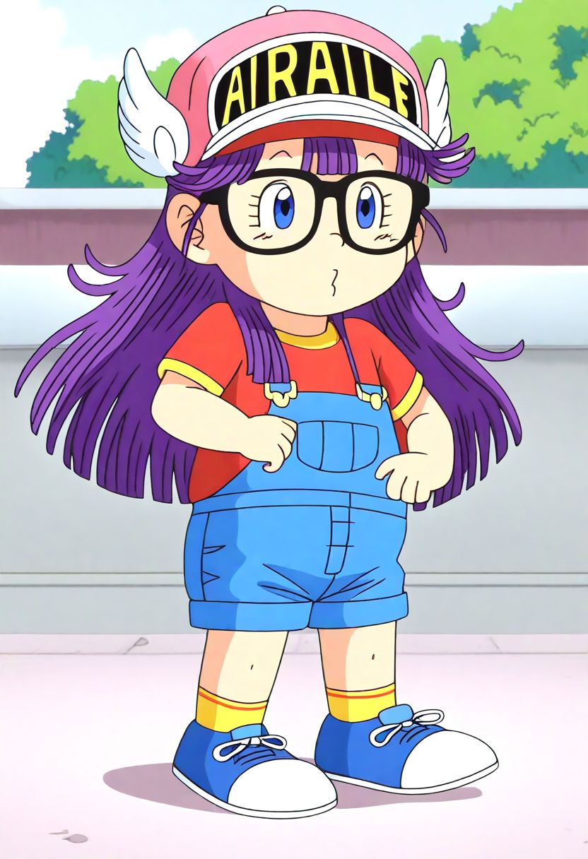 <lora:Hyper-SDXL-8steps-lora:1><lora:Fixhands_anime_bdsqlsz_V1:1>
zPDXL2, outdoors, city, tokyo, japan, 
from behind, fighting stance, Sleepy, Drooping eyelids, half-closed eyes, and a slightly dazed expression.,
1girl, solo, ds-norimakiarale, purple hair, long hair, blue eyes, black-framed eyewear, pink hat, winged hat, ds-norimakiarale outfit, red shirt, blue overalls, yellow socks, blue shoes,
<lora:ds-norimakiarale_XL(pony)v10:1>