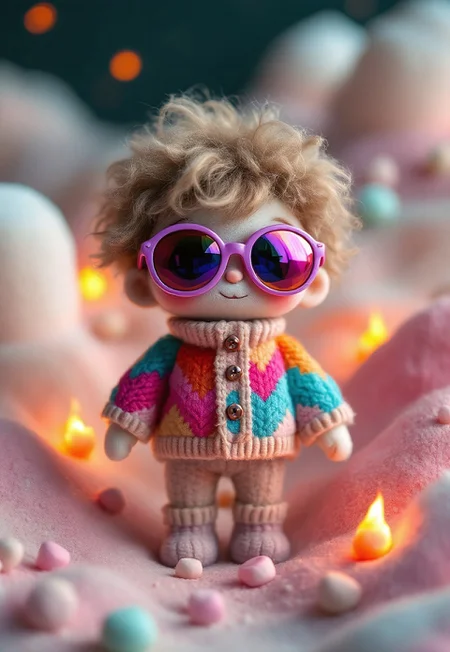 The candy fires flickering like tiny, sugary suns behind me. Why does the world burn so beautifully when you're only six inches tall? Perhaps it's the sweater, it holds all the answers.