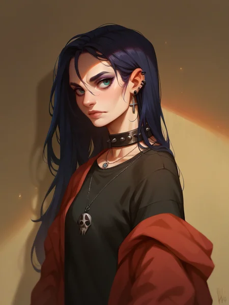 score_9, score_8_up, score_7_up, score_6_up, score_5_up,  <lora:kurtzXLP:1> kurtz, 1girl, long hair, goth