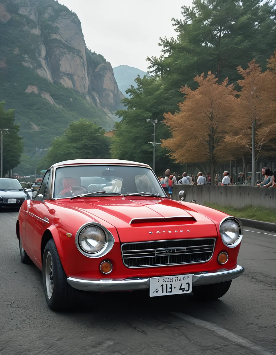 score_9, score_8_up, score_7_up, source_real,realistic, photorealistic, BREAK <lora:detailed_notrigger:1> <lora:zy_Detailed_Backgrounds_v1:1> extremely detailed, detailed background,
DatsunFairlady2000, car, motor vehicle, ground vehicle, vehicle focus, sports car, outdoors, road, <lora:BDpony_DatsunFairlady2000_V1-22500:0.8>, Mountain, Forest