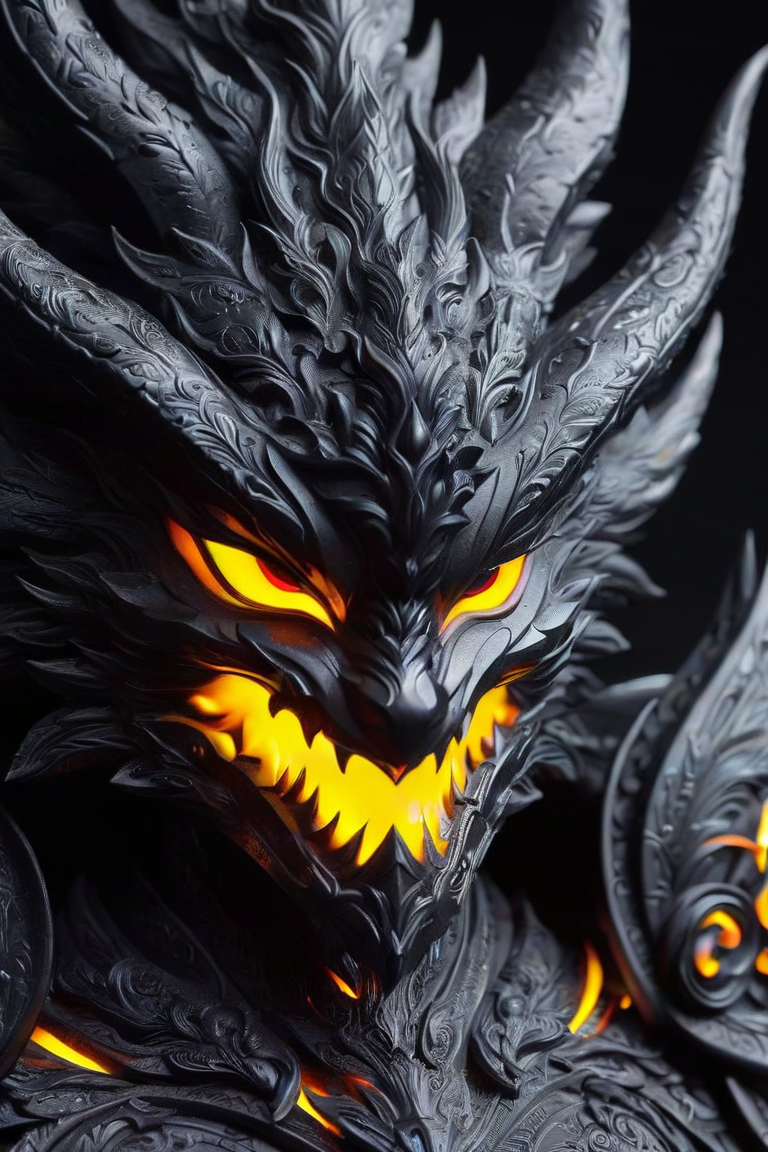 dragon with burning eyes made of ObsidianSun, sharp focus, masterpiece, sharp details, sfw, focus on face <lora:ObsidianSun:0.8>