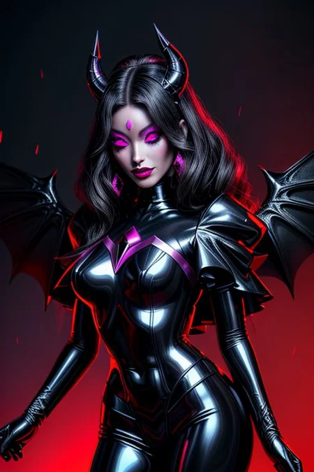 MEvil, DemonicT, EvlSM, Bad_End_Precure, DarkPrecure, adult, evil corrupted princess wearing dark pastel (ruffled:1) (gleaming latex:1) gown with (long latex cape:1) and latex elbow gauntlets, soft lighting, ruffles,
(makeup, lipstick, mascara, eyeshadow),
(blue skin, black sclera, colored sclera, colored skin, yellow eyes, demon wings, demon horns, slit pupils),
(red eyes, colored skin, glowing eyes, evil smile:1),
<lora:more_details:1>,