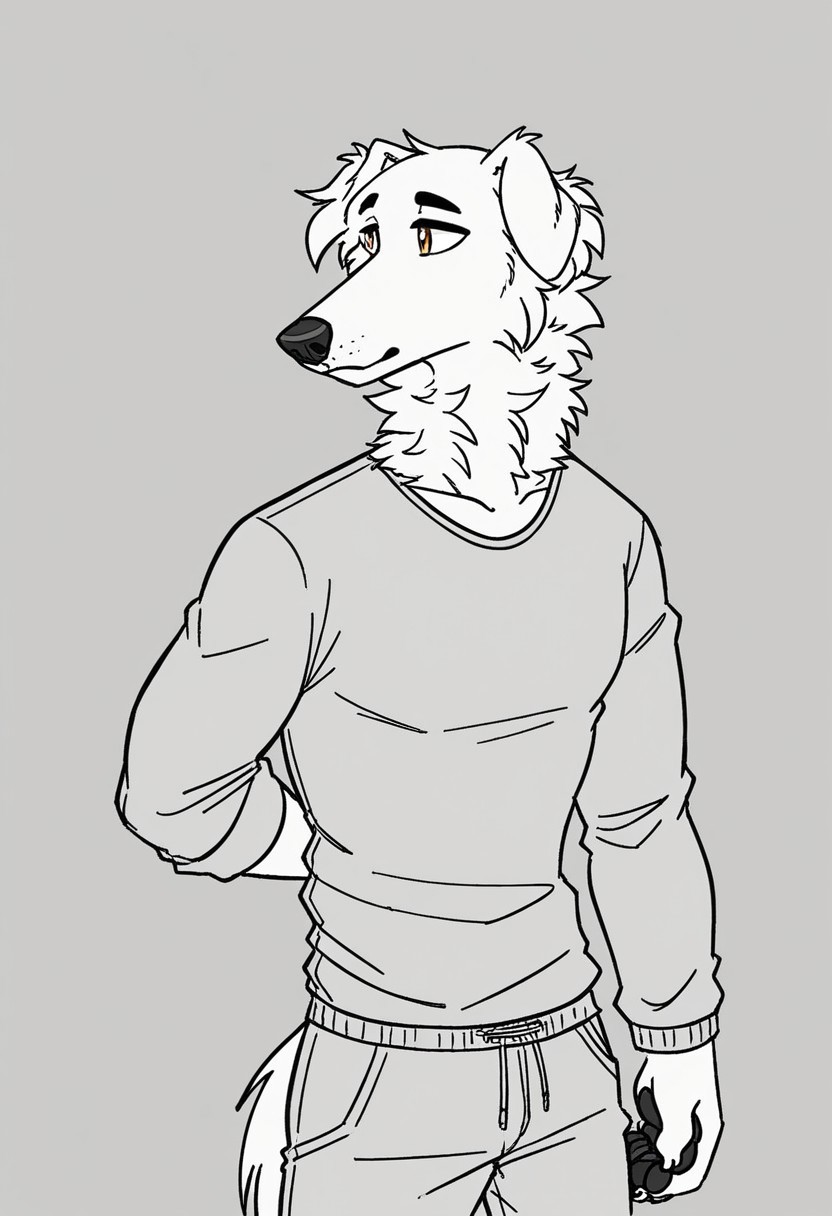 borzoi_anthro, dog furry anthro, furry clothed, modern clothing,