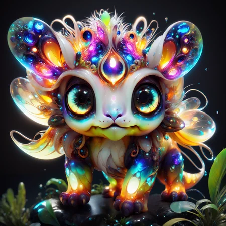 <lora:aiai-DiscoLucid-XL1-v1-captions:0.75> aiai-DiscoLucid style cute furry water creature with large detailed eyes and long realistic fur, pixar style character design, ethereal glow, lushfoliage, tropical , masterpiece, its body is covered in a thick layer of mucus, otherworldly appearance, infused dark magic, exaggerated colorful art, mysticism, unique immersive, highly detailed, 8K vibrant colors, high contrast, vivid lighting, hyperrealism