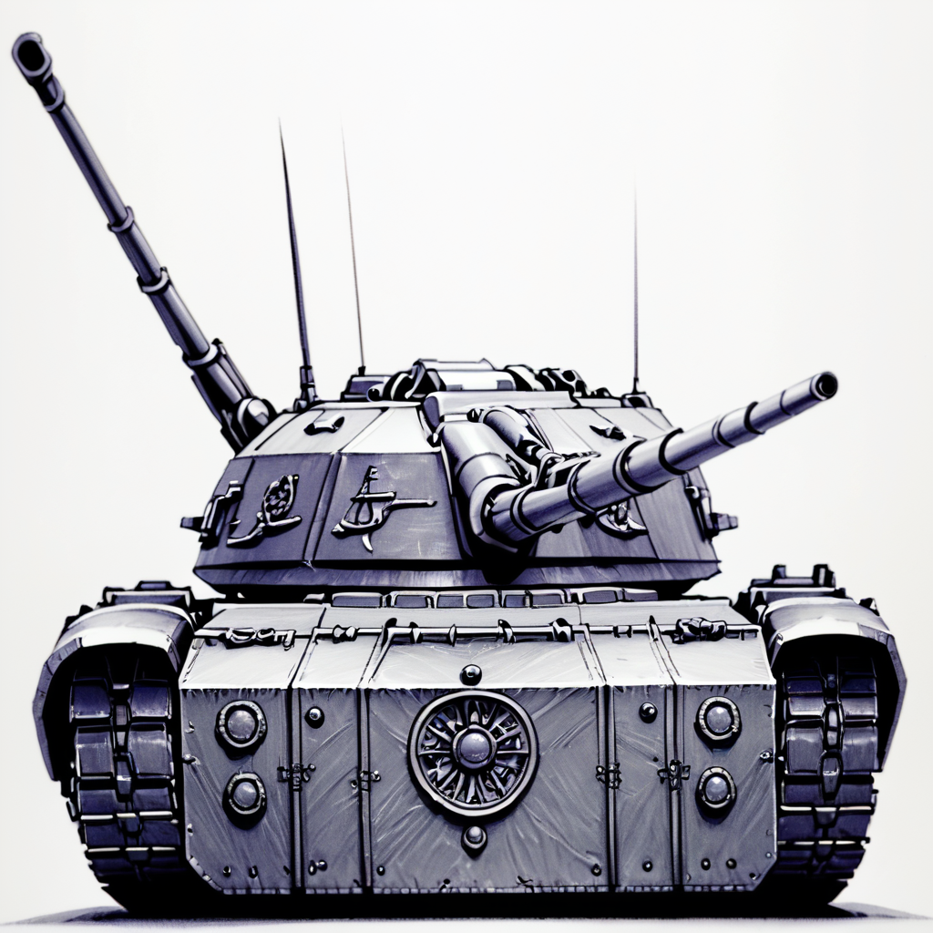 Score_9, score_8_up, score_7_up, score_6_up, BREAK  <lora:Moonlit_MinimalismPony:1> ArsMJStyle, Moonlit  Minimalism, The image shows a drawing of a tank on a white background. The tank is detailed with intricate lines and curves giving it a realistic look., ground vehicle, no humans, military vehicle, motor vehicle, tank, military, weapon, monochrome, white background, gun