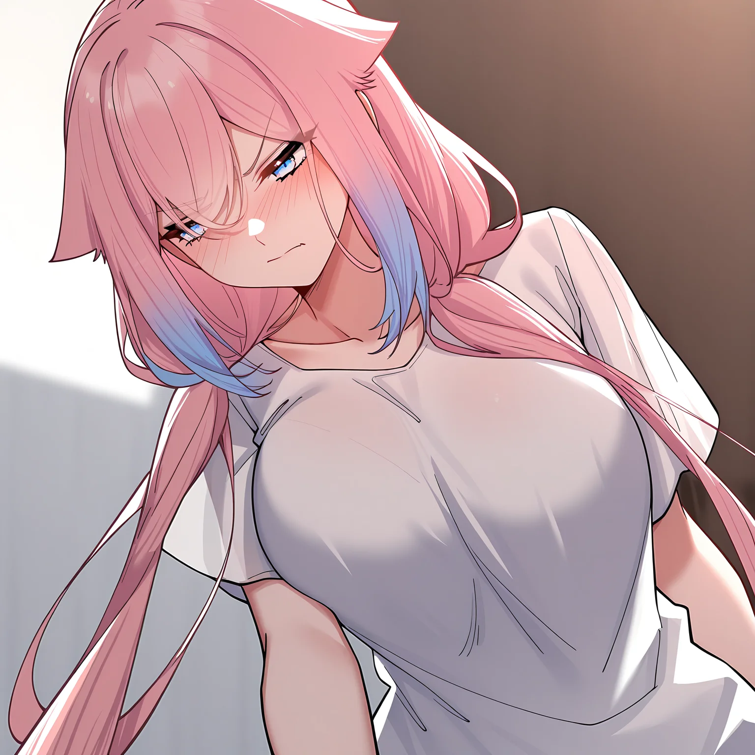 masterpiece,best quality,newest,absurdres,highres,<lora:noobai_ep11_stabilizer_v0.138_fp16:0.8>,long hair,long hair,breasts,very long hair,<lora:Wu YaoYao:1>,wu_yaoyao,pink hair,low twintails,Tsundere,