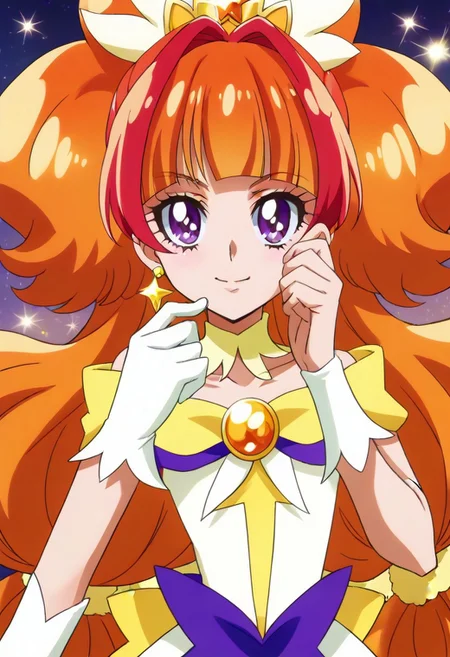 8k hd, (uncesored:1.2), 1girl, curetwinkle, long hair, orange hair, purple eyes, <lora:PrettyCureGoPrincess_CureTwinkle_bbccaaa:1>