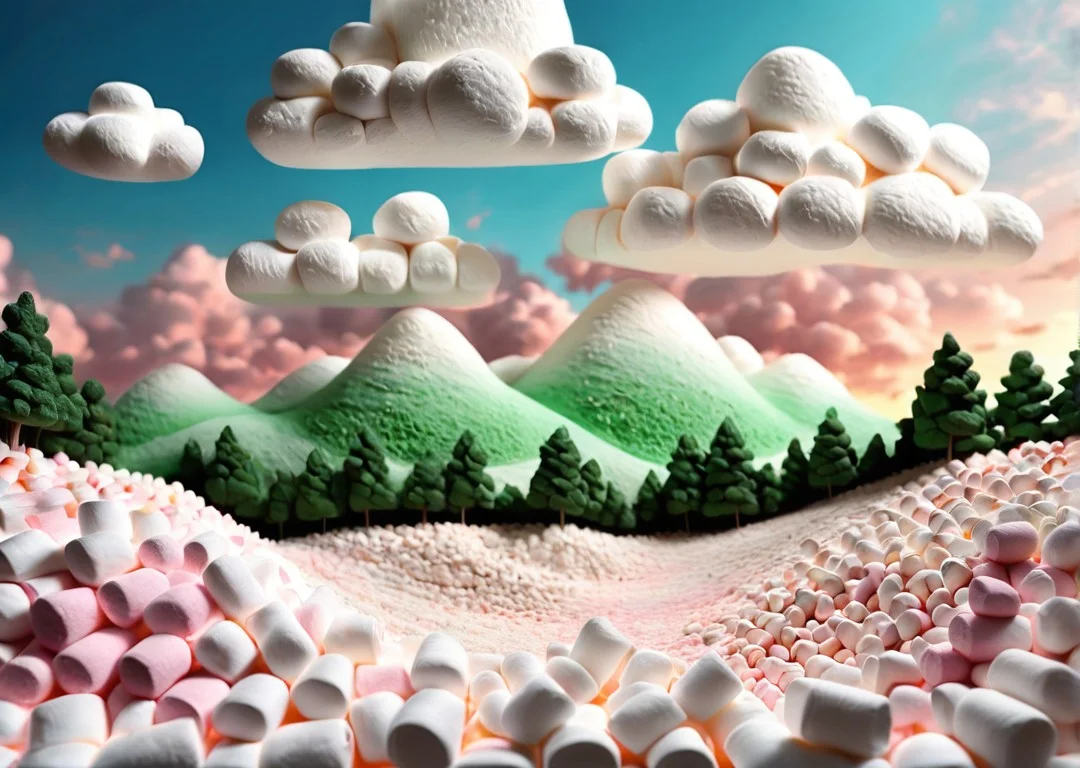<lora:MarshmallowStyle-000007:0.6> Landscape, sky is made out of jed-mrshmlw
