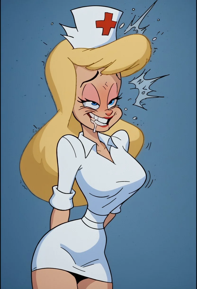 score_9, score_8_up, score_7_up, rating_questionable, zPDXL, 2d source_cartoon, (adult:1.2), facing the viewer, , horny, solo 1girl
<lora:Hello_Nurse_XL_Animaniacs:1> Heloise Nerz, 1girl, dirty messed burnt blonde hair, blue eyes, eye twitching, nervous eye twitching, extremely hard eye twitching, totally burnt hair, sexy, horny, flowing saliva, scared, in love, extremely dirty dress, hardly beaten fifty times, confused, deeply humiliated face, depressed face, black eyes, circles under eyes, beaten by ninty boxers, broken heart, extremely broken heart, under arrest, broken arms, toothless face, no tooth, deeply depressed, smashed teeth, toothless, crazy emotion, extremely violently beaten face, ten times more extremely violently beaten face, twenty times more extremely violently beaten,big deep shiners on both eyes, extremely big shiners on both eyes, eyes in different directions, eyes in extremely different directions, narrow waist
<lora:Expressive_H:1>
<lora:r3nst1mpyXLP:1> r3nst1mpy,aaa
