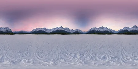 360panorama,Centered Horizon,No seams,<lora:HMSGXL_epoch_9:1>,A 360-degree panoramic image of snow-capped mountains under a pink-hued sky, encapsulating the pristine beauty of the frosted peaks and the soothing pastel colors of dawn or dusk above.,<lora:å
å½±XL:1>,