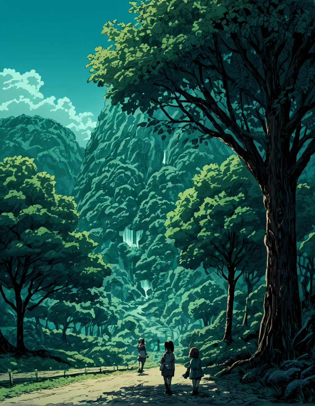score_9, score_8_up, score_7_up,
t1md0yl3, outdoors scenery, multiple girls, 2girls, tree, totoro,  nekobus, 
<lora:tim_doyle-Pony-v1:1>
