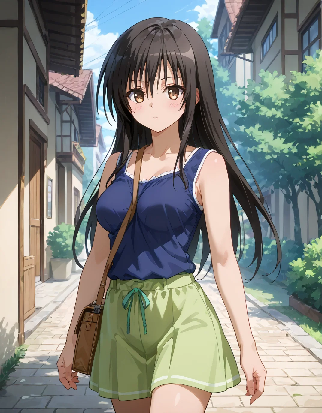 score_9, score_8_up, score_7_up, source_anime, <lora:add-detail-xl:1>, good anatomy, masterpiece, amazing quality, ultra detailed, good hand
BREAK 1girl, casual, walking, <lora:pai-sura:0.6> pai-sura, breasts emphasis, slant bag, bag strap passing between breasts,
BREAK <lora:yui-kotegawa-darkness-ponyxl-lora-nochekaiser:0.9> yui kotegawa, black hair, brown eyes, long hair, large breasts,