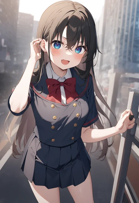 1girl,sincos, ningen mame, toosaka asagi,solo,medium breasts,school uniform,
tucking hair, tucking hair, hand up, hair tucking, hand in hair, adjusting hair,<lora:tuckinghair_XL_v1:0.7>
from behind, cowboy shot, looking up, evil smile, financial district, open mouth,
best quality, very aesthetic, absurdres,