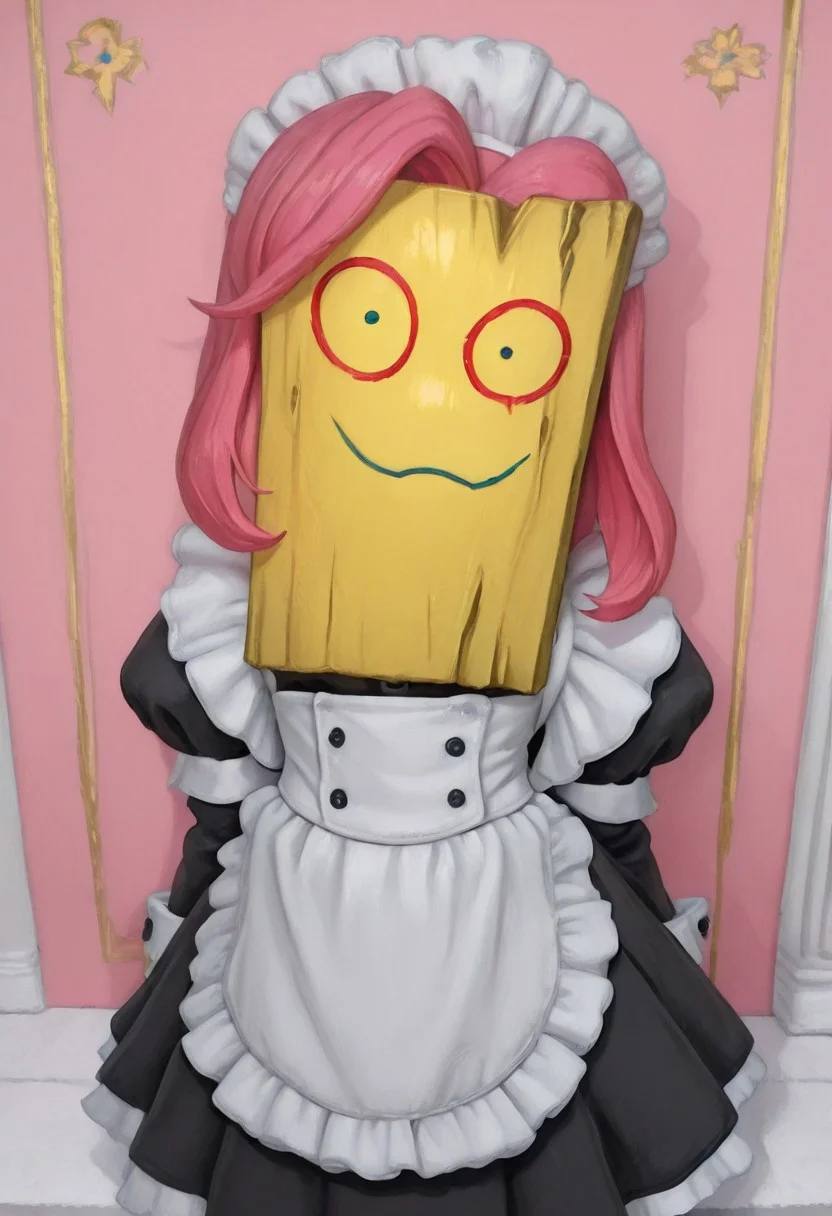 Pl4nk, pl4nk, pokemon (creature), Masterpiece, highest quality, 1boy, high quality, looking at viewer, maid otfit, pink hair, CivChan, ( solo:1.2), (no humans:1.2),