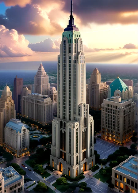 score_9, score_8_up, score_7_up,
<lora:Art_Deco_(Architecture)_(SDXL)_(AD):1> Art Deco, scenery, architecture, monumental architecture, building, city, cityscape,
8K, In'ei, chiaroscuro, rim lighting, perfect depth of field shot, ray tracing, beautiful, subsurface scattering, idealized city, wide beautiful boulevards, busy city center, parks and manicured lawn areas, large parks, plazas, detailed fluffy anime clouds, skyscrapers, made out of limestone, art deco windows, photographic realism, art by Thomas Kinkade, soft lighting, soft shading,
BREAK zPDXL, zPDXLxxx, <lora:perfection style:1> <lora:sdxl_lightning_8step_lora:0.5> <lora:SDXLHighDetail_v5:1> <lora:RMSDXL_Creative:0.8> <lora:Pony_DetailV2.0:1> <lora:MeMaXL_V3:0.15> <lora:great_lighting:1>