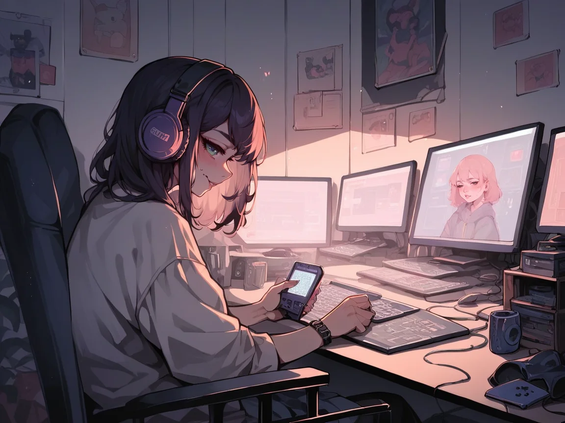 score_9, score_8_up, score_7_up, score_6_up, score_5_up, score_4_up, <lora:l0f1XLP:0.7> l0f1, 1girl, gamer,