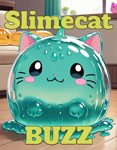 "Slimecat BUZZ"",  <lora:SlimeCat:1> xslimecatx, :3, solo, anime_screenshot, cute, couch, indoors, xslimecatx green