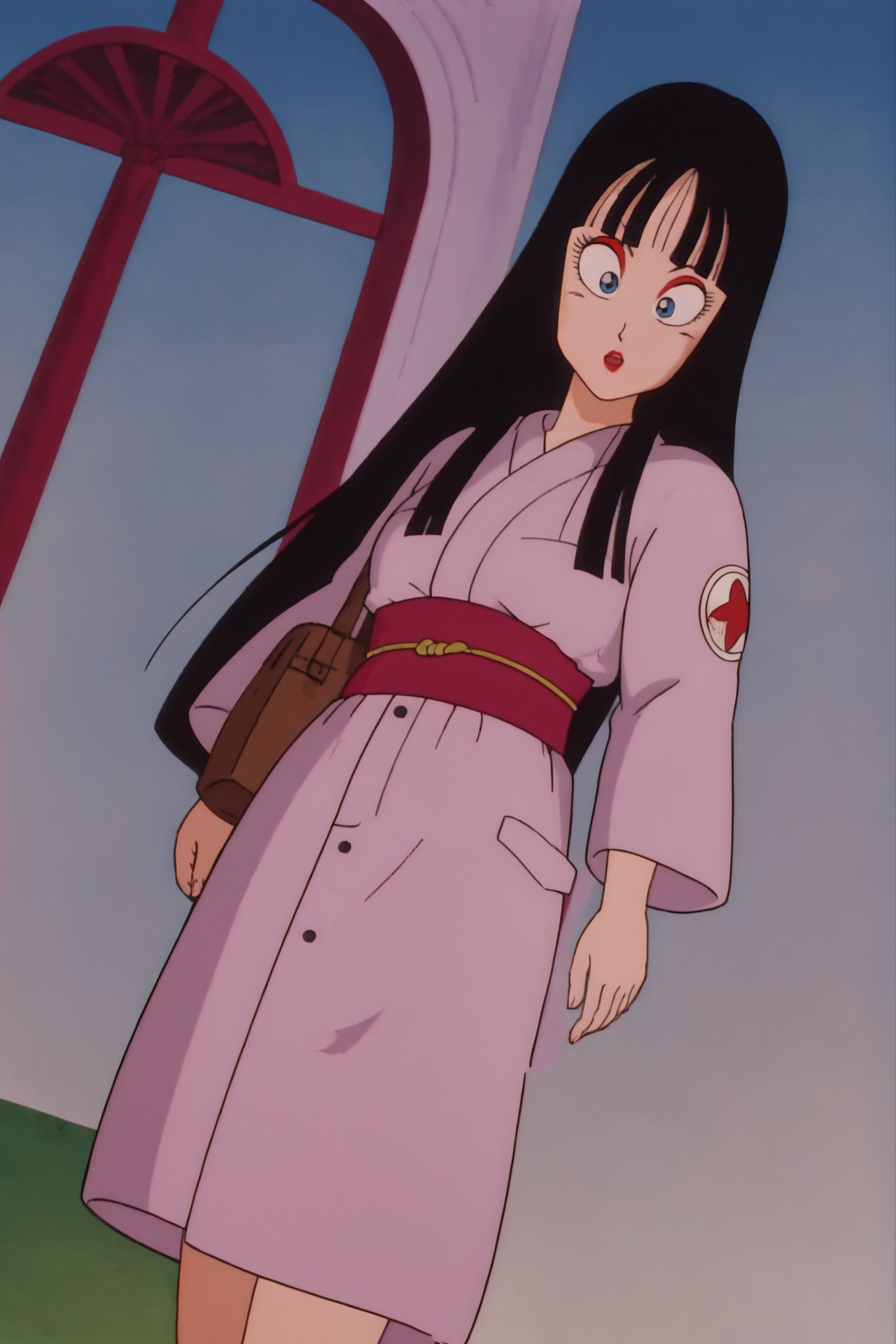 source_anime, score_9, score_8_up, score_7_up, anime screencap,8k, absurd res,
mai \(dragon ball\), long hair, bangs, blue eyes, black hair,
kimono, dutch angle, temple, cherry blossoms, sash, 
 <lora:maiDB_pony_v1:0.8>