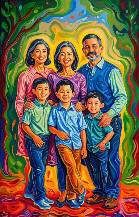 masterpiece,best quality,<lora:tbh25-sdxl:0.9>,illustration, portrait of family