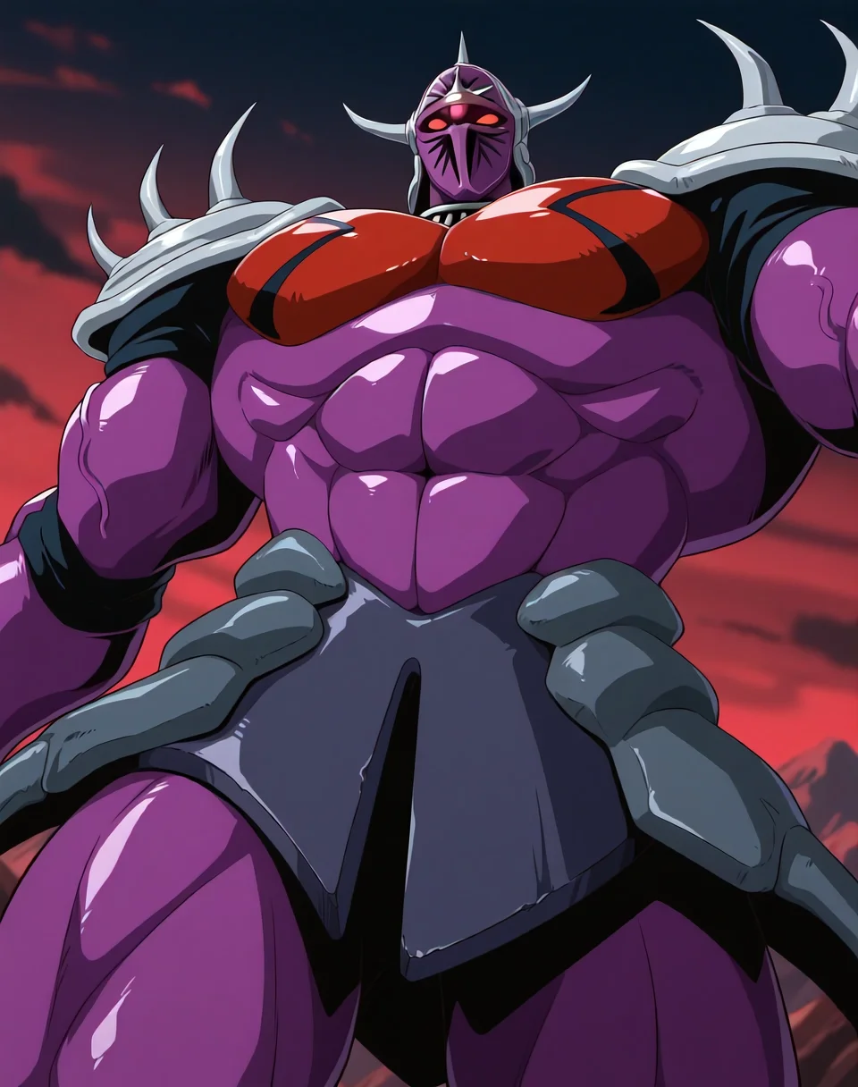 <lora:Lanacuras_(Shinzo)_(Illustrious)_(AD):1> Lanacuras, muscular, Shinzo,
exterior, vivid anime dark sky with black clouds, mountains, nature, end of the world background, red and green clouds in the sky, fighting,
dynamic action, dutch angle, cowboy shot, detailed face, detailed eyes, glowing red eyes,
hyper muscular, end boss, large wide rounded protruding pecs, bulging muscles, large rounded muscular shoulders, large biceps, large thighs, abs, red pecs, perfect hands, peak physical conditioning, pinnacle of manly perfection, perfect physique, veiny muscles, commanding oppressive presence,
BREAK: very awe, aesthetically pleasing, masterpiece, best quality, amazing quality, very aesthetic, perfect depth of field shot,
BREAK: lazympos, lazypos (2),