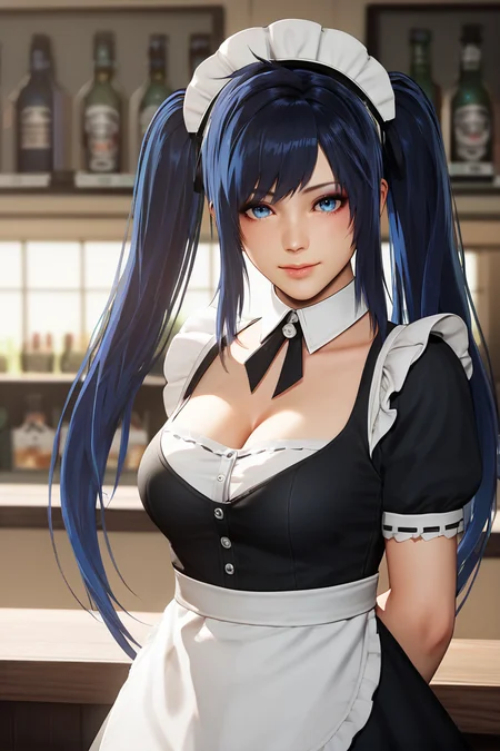 score_9, score_8_up, score_7_up, score_6_up, score_5_up, score_4_up, source_anime, 3dr7, maid, blue hair, blue eyes, twintails, very long hair, voluminous hair, fluffy hair, disheveled hair, messy hair, cafe, bokeh, subsurface scattering, volumetric lighting, light rays, cowboy shot, dark, chiaroscuro, close-up, makeup, light smile
BREAK arms behind back, cleavage
<lora:3d-REXstep00001800:1>