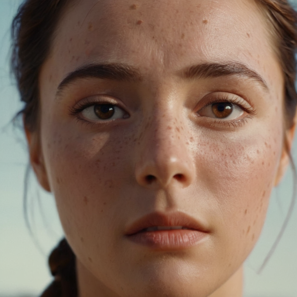 cinematic film still of  <lora:Kodak Motion Picture Film Style v4:1>
An Oscar winning movie for Best Cinematography a woman with freckles on her face and a freckle on her head Kodak Motion Picture Film Style, shallow depth of field, vignette, highly detailed, high budget, bokeh, cinemascope, moody, epic, gorgeous, film grain, grainy