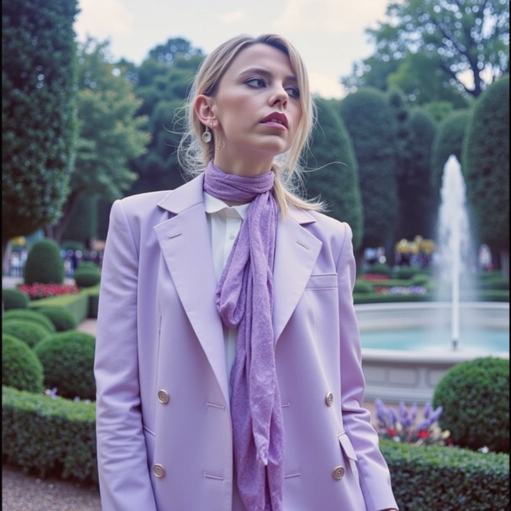 watercolor painting ethereal fantasy concept art of  surrealist art analog photography, analog photo, a stunning woman in a  gothic garden in the background a beautiful fountain, she's wearing a pastel purple women's suit, a white blouse and a purple scarf . A candid, close up shot <lora:Riley_Voelkel:1> rileyv . dreamlike, mysterious, provocative, symbolic, intricate, detailed, magnificent, celestial, ethereal, painterly, epic, majestic, magical, fantasy art, cover art, dreamy . vibrant, beautiful, painterly, detailed, textural, artistic, RAW candid cinema, 16mm, color graded portra 400 film, remarkable color, ultra realistic, textured skin, remarkable detailed pupils, realistic dull skin noise, visible skin detail, skin fuzz, dry skin, shot with cinematic camera