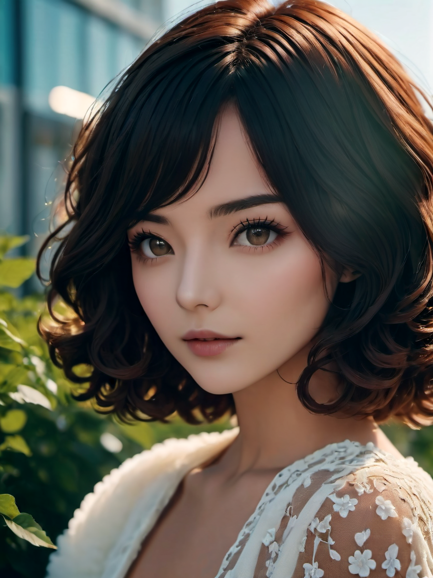 cinematic photo beautiful woman with a floofy bob <lora:xl_n15g_aio_hairstyles-1.0:0.8> . 35mm photograph, film, bokeh, professional, 4k, highly detailed