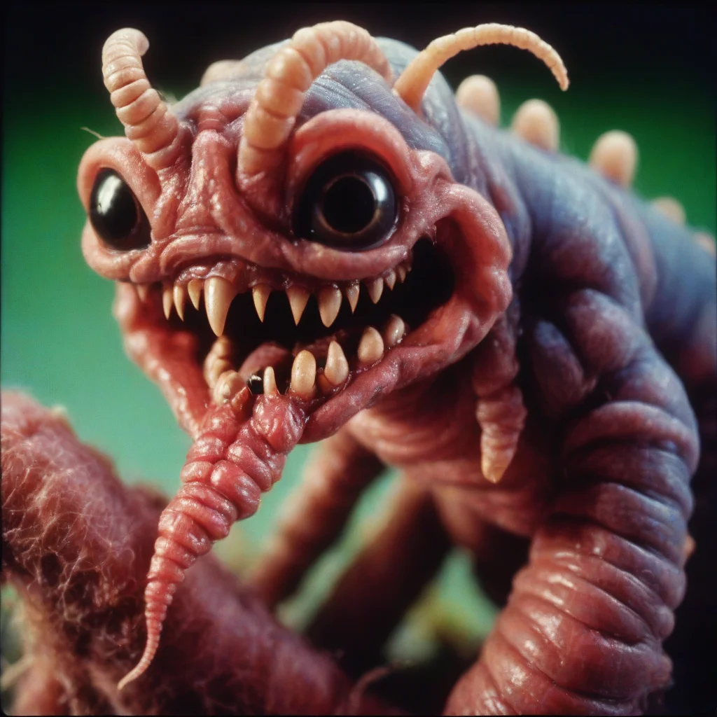 <lora:fx-monsters-xl-pgy-000020:0.5> fx-monsters creepy worm creature, analog film