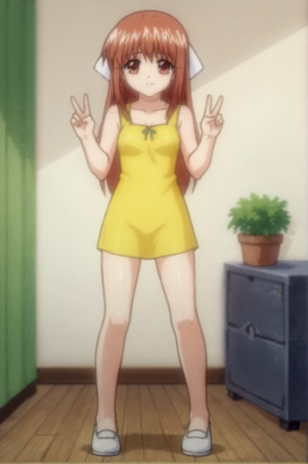 score_9, score_8_up, score_7_up,anime_source, source_anime, best background, detailed background, anime screencap,  Yuki, yellow dressing, solo, v fingers, victory fingers, full body indoors, <lora:JN_Yuki_Kohinata:0.8>