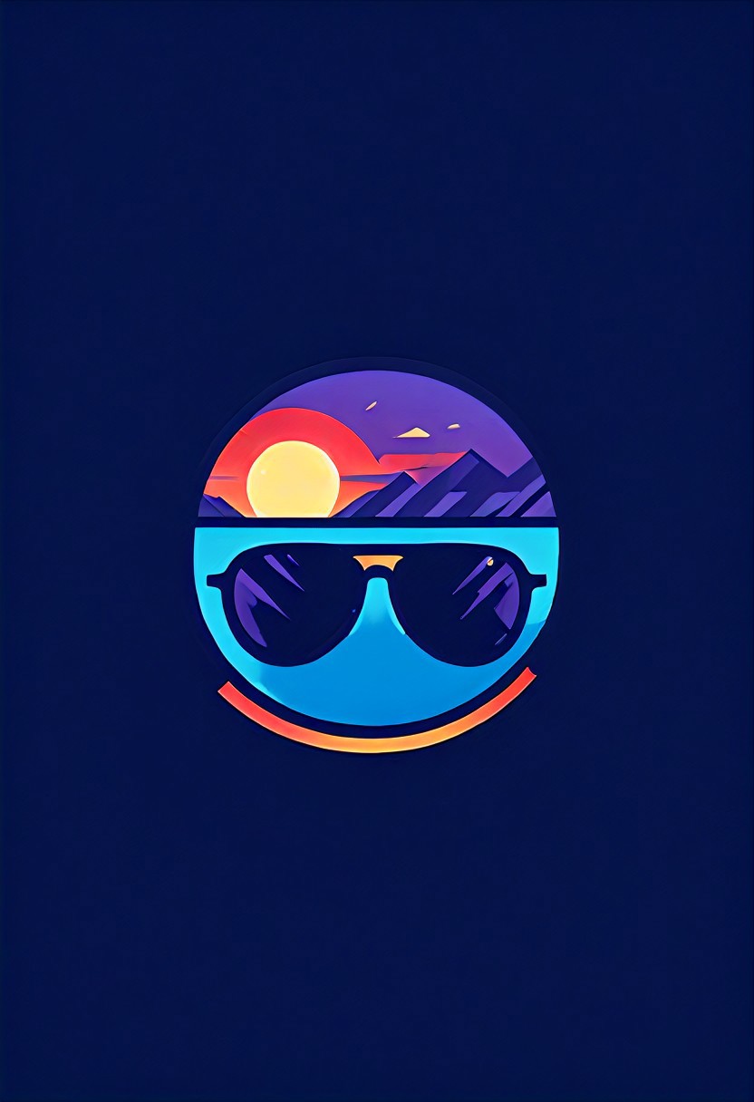 logomkrdsxl, 80s sports sunglasses, circular logo, sunset, retro, vector, text "OPTICUS", <lora:logomkrdsxl:0.8>, best quality, masterpiece, vibrant colors, digital art, logotype, 8 k post - processing, smooth, clear lines, sharp focus, winning award masterpiece, logo, simpel, white background