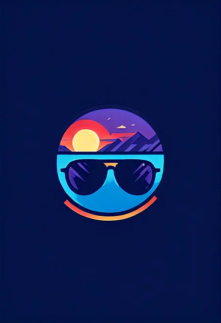 logomkrdsxl, 80s sports sunglasses, circular logo, sunset, retro, vector, text "OPTICUS", <lora:logomkrdsxl:0.8>, best quality, masterpiece, vibrant colors, digital art, logotype, 8 k post - processing, smooth, clear lines, sharp focus, winning award masterpiece, logo, simpel, white background