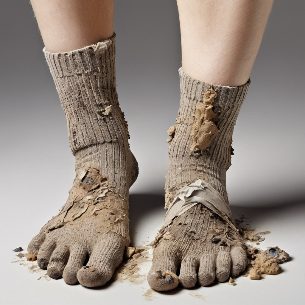 photo of human foot, dirty sock, extremely detailed,, crusty, gross, feet, feet in socks, single foot