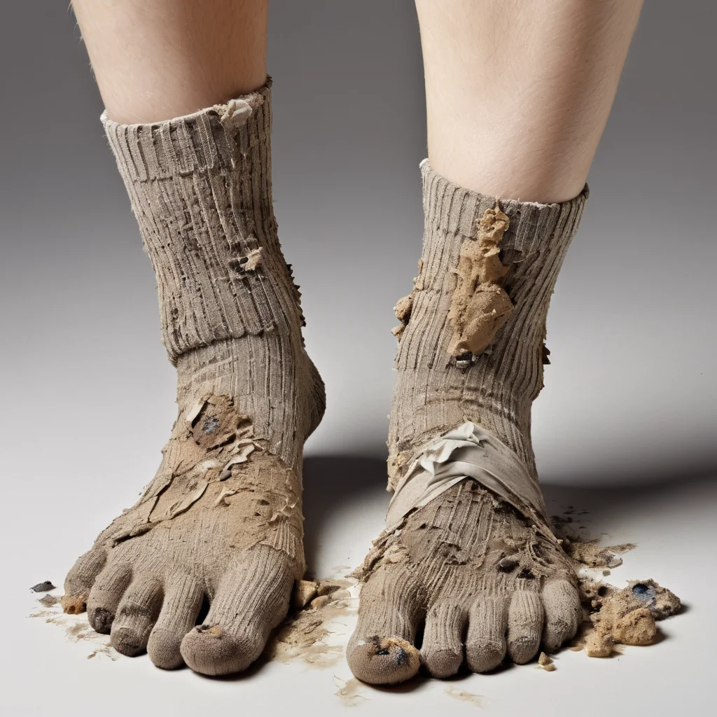 photo of human foot, dirty sock, extremely detailed,, crusty, gross, feet, feet in socks, single foot